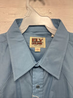 New Men’s ELY Cattleman Western Blue Short Sleeve Pearl Snap 16.5 Large X-18