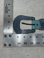 New Blue Genuine Leather 3-D Belt Blue Bling 32” Belt #677 Z-3