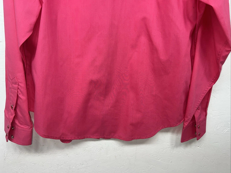 New Women’s Pink White Horse Long Sleeve Button Up Shirt M #211-1426 3B-79