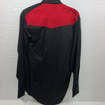 New Men’s Cowboy Threads  Black Red Long Sleeve Button Up Small B-54