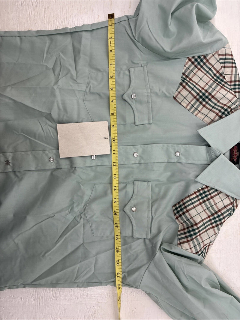 New Men’s Western Shirts Blue Plaid Long Sleeve Pearl Snap 16 Large CC-58