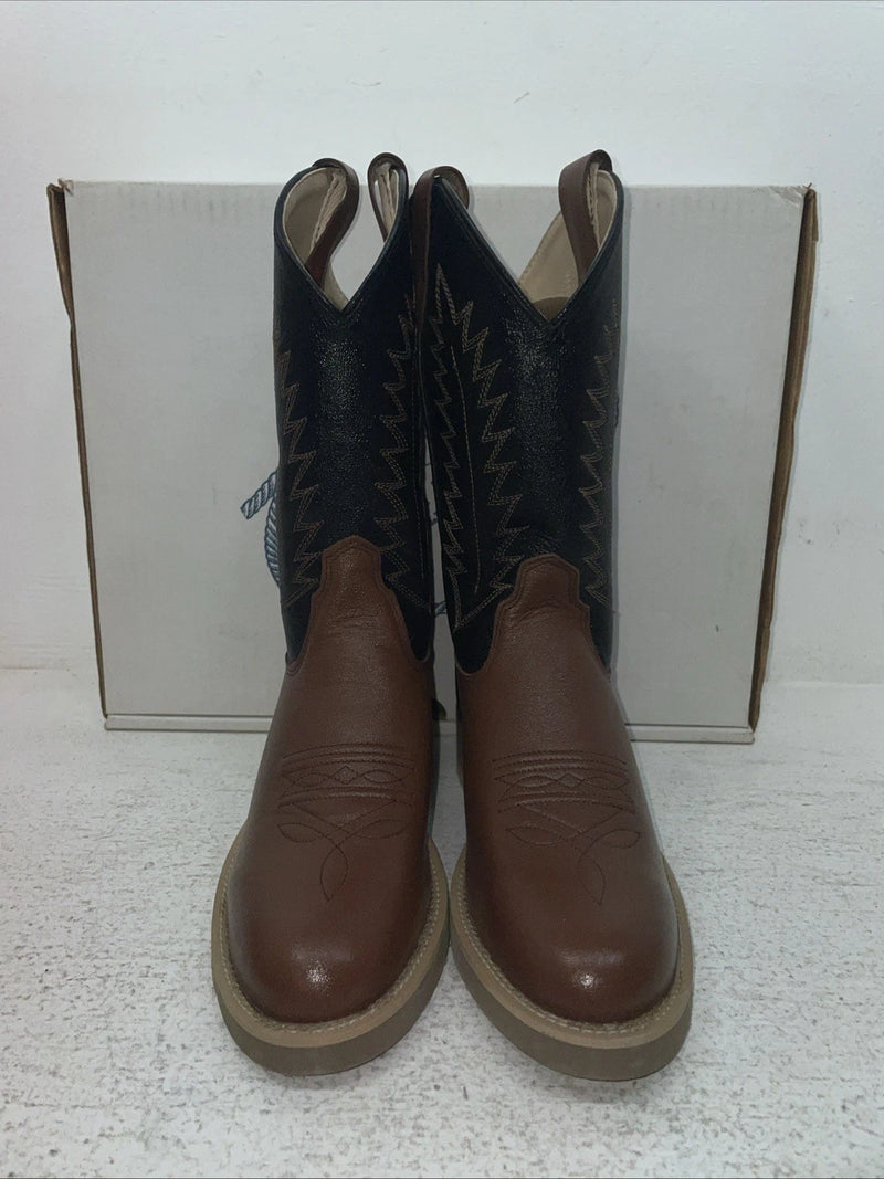 New Youth Brown Old West Cowboy Boots. 1603 Y 3.5 3 1/2. 22-27