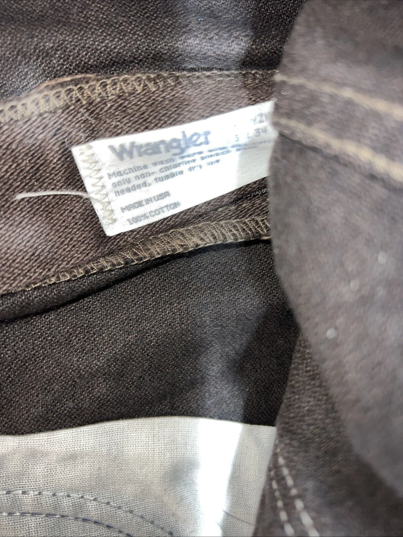 New Men’s Cowboy Cut Slim Fit Brown Denim Wrangler Jeans. 13x34 F-30