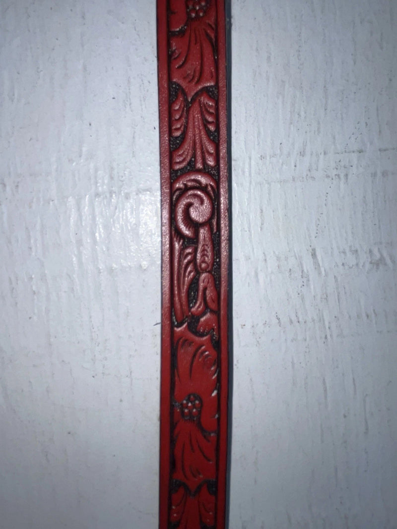 New Red Genuine Leather Chambers Tooled 20” Belt #WY347 NN-52