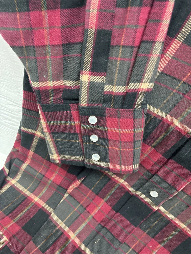 New Men’s ELY Cattleman Red Black Flannel Long Sleeve Pearl Snap 4XL E-82