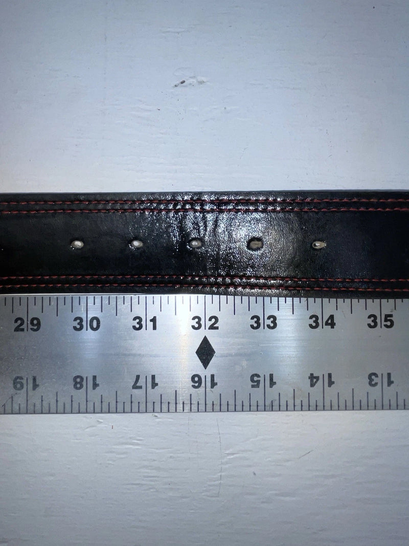 New Black Genuine Leather Red Stitching 32” Belt #9256 JJ-54