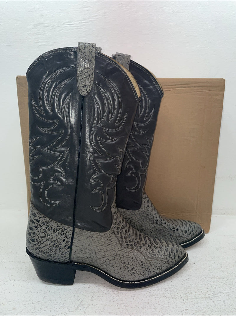 New Men’s Gray Snake Skin Texas Brand Cowboy Boots. 94312-304 9 M. 3-56