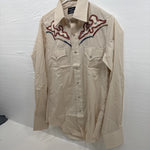 New Men’s Champion Western Cream Long sleeve pearl snap 15 X 34 medium B-74