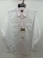 New Men’s ELY Cattleman White Long Sleeve Pearl Snap 16.5 X 34 Large X-38
