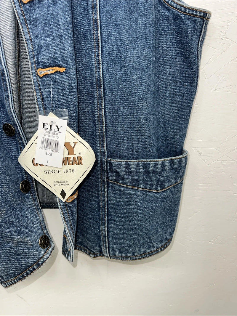 New Mens ELY Cattleman Jean Jacket Tank top Large #241104 QQ-11