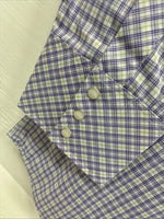New Men’s White Horse Purple Plaid Long Sleeve Pearl Snap XL M-70