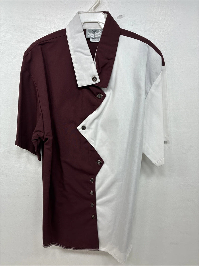 New Women’s Cowboy Threads Purple White Short Sleeve Button Up Size Large TT-67