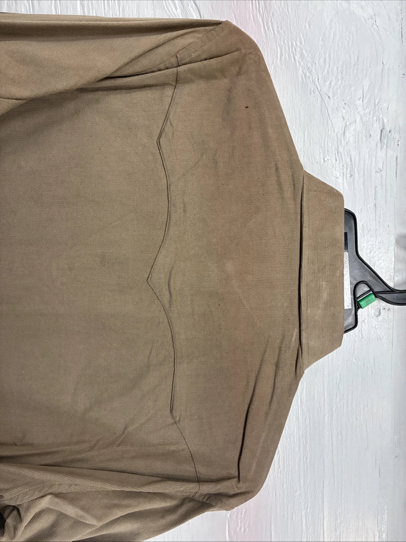 New Men’s White Horse Brown Western Long Sleeve Pearl Snap Large V-21