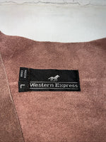 New Women’s Western Express Brown Leather Fringe Vest Large WW-30