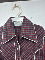 New Women’s Mr. Nick Red Plaid Long sleeve Button Up Size 8 Small KK-47