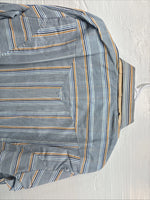 New Men’s Tem Tex Blue Yellow Stripe Long Sleeve Pearl Snap 16.5 Large V-23