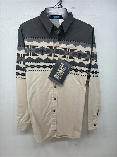 New Women’s Brooks & Dunn Tan Gray Long Sleeve Button Up Size Small TT-101