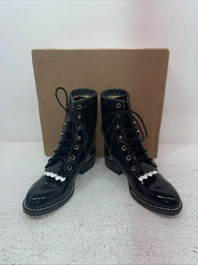 New Kids Black Lace Up Bronco Cowboy Boots. C 1330 1 D. 23-106