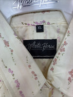 New Women’s White Horse Yellow Floral Short Sleeve Pearl Snap XL II-94