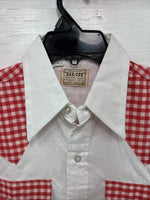 New Men’s Dee-Cee White Red Long Sleeve Pearl Snap 15 Medium AA-9