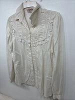 New Women’s Stage West White Pearl Long Sleeve Button Up Size Medium YY-75