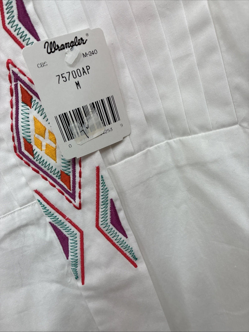 New Women’s Wrangler White Design Long Sleeve Button Up Medium TT-13