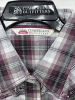New Women’s Cumberland Purple Plaid Long Sleeve Pearl Snap 1XL GG-23
