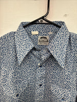 New Men’s Miller Blue Deigned Long Sleeve Pearl Snap 15.5 Medium II-102