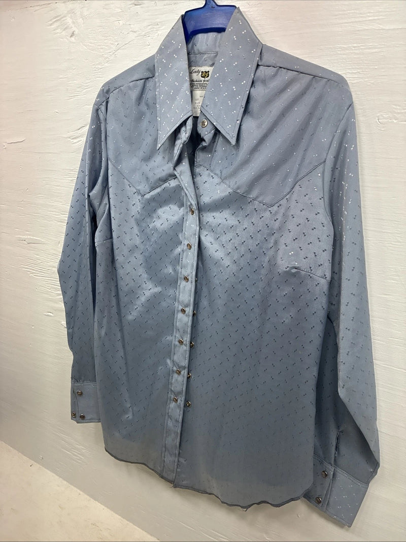 New Kids Dickson Jenkins Blue Long Sleeve Pearl Snap Size 38 CC-101
