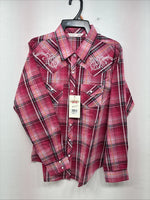 New Girls Cumberland Pink Plaid Long Sleeve Pearl Snap Medium DD-92