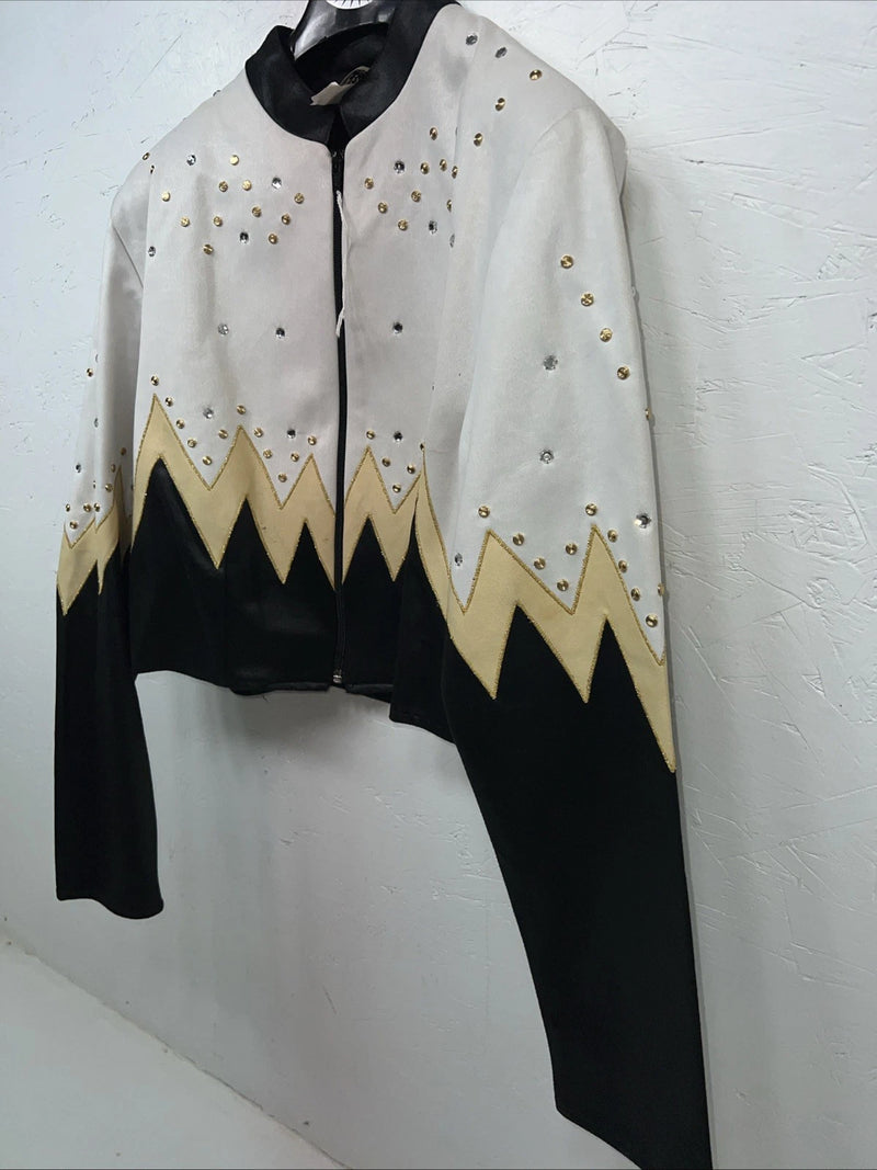 New Women’s 1849 Authentic Ranchwear White Yellow Short Show Jacket M WW-14