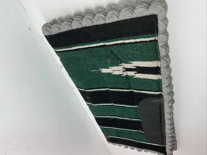 New Green Plaid Navajo Felt Scalloped Saddle Pad 30x30 #89-482 Pad-23