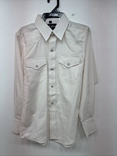 New Boys White Horse White Long Sleeve Pearl Snap Large DD-77