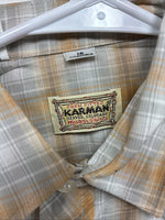 New Youths Karman Orange Gray Plaid Long Sleeve Pearl Snap Size 16 CC-66