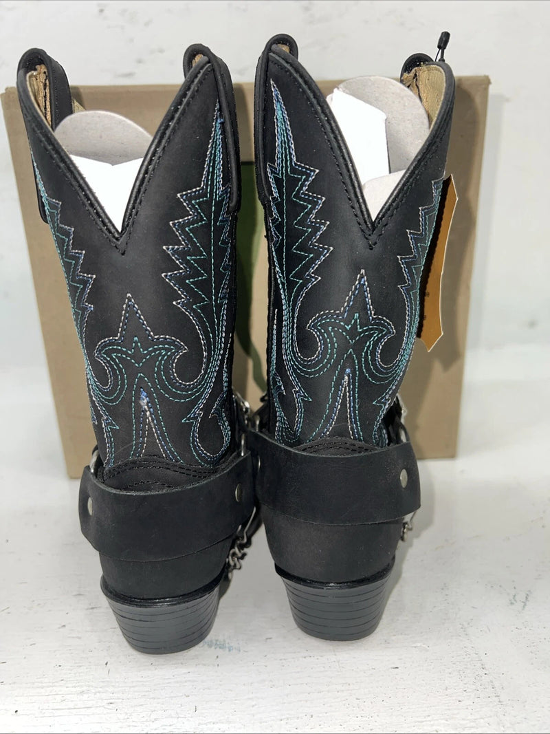 New Children’s Black And Blue Smokey Mountain Cowboy Boots 3283 9 R 24-18