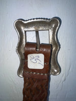 New Brown Genuine Leather Braided 26” Belt JJ-111