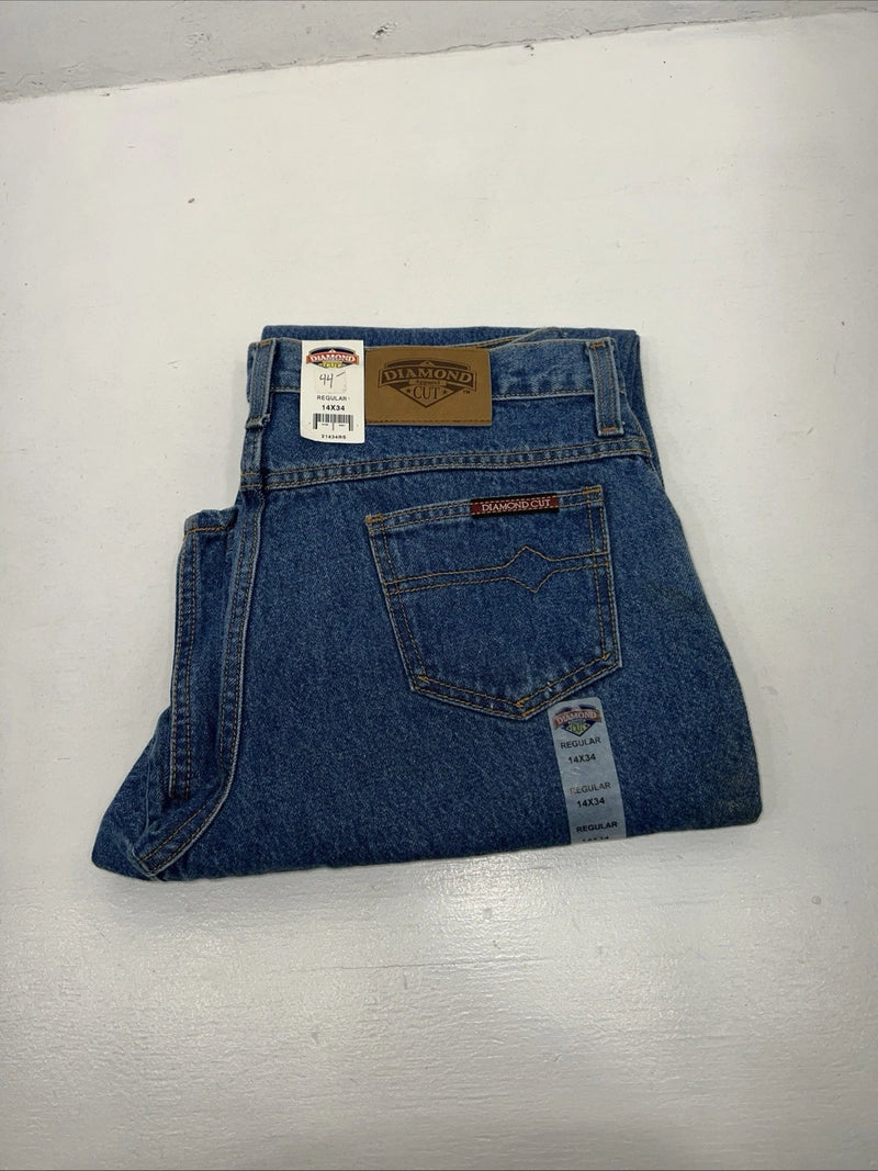 New Women’s Diamond Cut Regular Fit Dark Wash Denim Jeans. 14x34 M-9