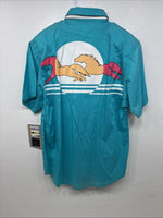 New Women’s Wrangler Blue Design Short Sleeve Button Up Size Small YY-59