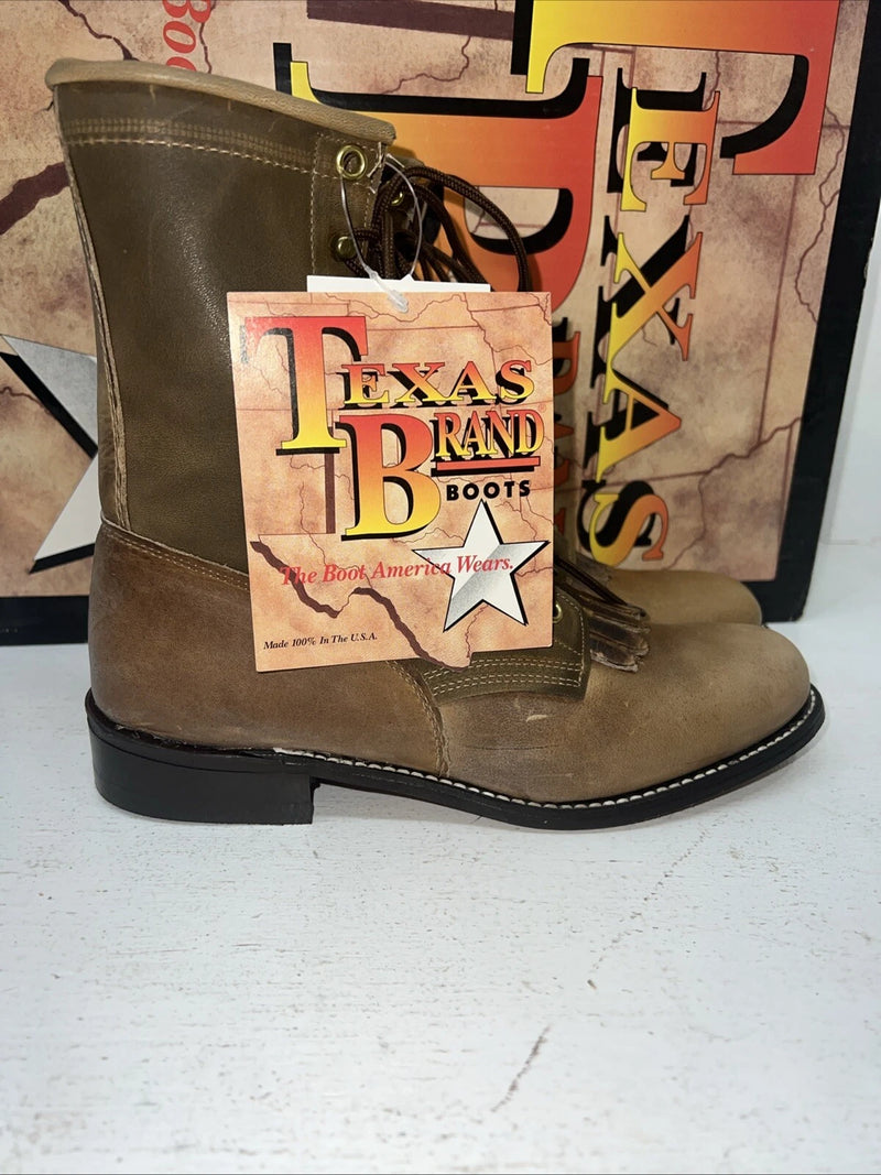 New Women’s Brown Lace Up Texas Brand Cowboy Boots. 4474 6 M. 19-82