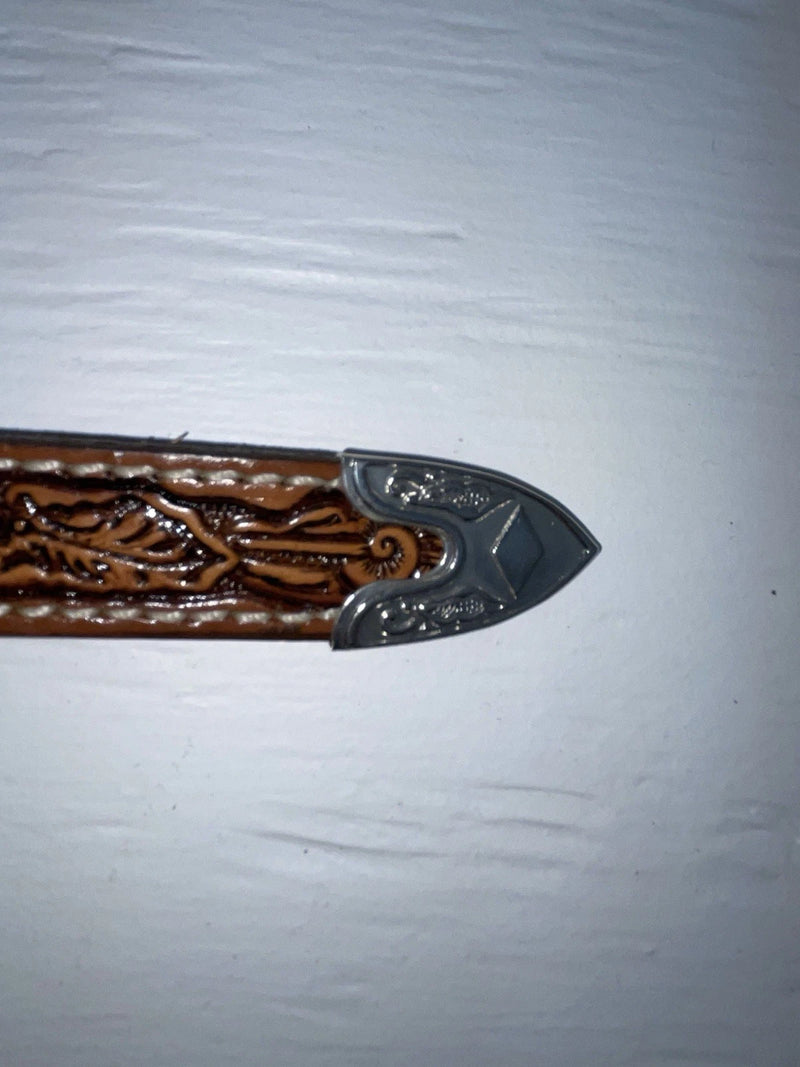 New Brown Genuine Leather Tooled 28” Belt #102 Z-137
