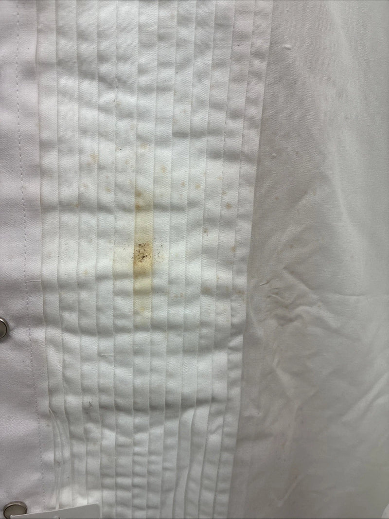 New ELY Cattleman White Long Sleeve Pearl Snap English Shirt Small X-97