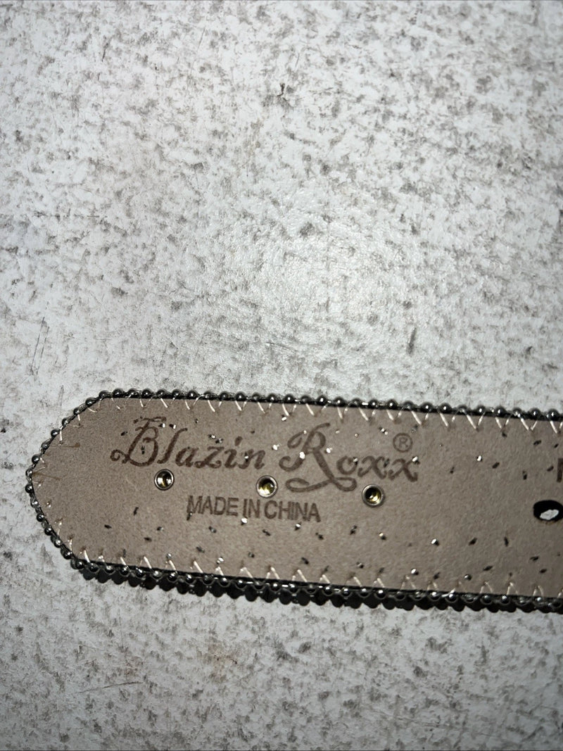 New Black Genuine Leather Blazin Roxx Cross Bling M Belt #N3510401 Z-1