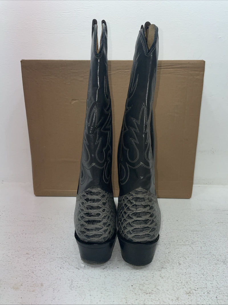 New Men’s Gray Snake Skin Texas Brand Cowboy Boots. 94312-304 9 M. 3-56