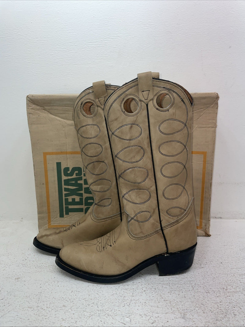 New Men’s Cream Texas Brand Cowboy Boots. 7899 7.5 7 1/2 D. 1-72
