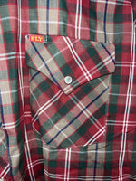 New Men’s Red Plaid ELY Plains Long Sleeve Pearl Snap Shirt. 16.5x34 L S-11
