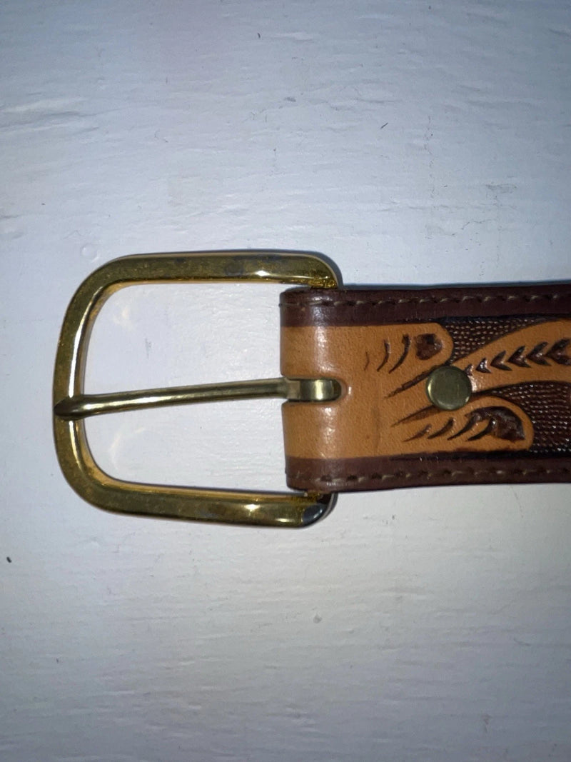 New Red Genuine Leather Longhorn Tooled 34” Belt #82828 JJ-34