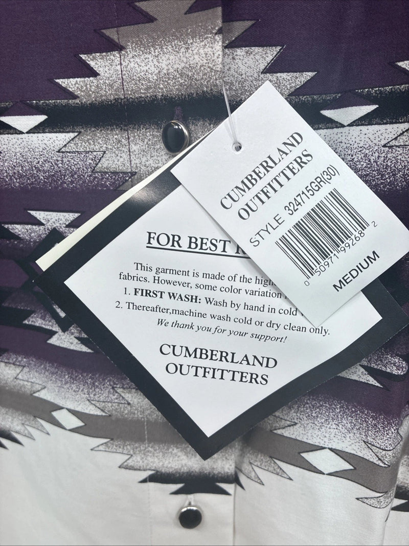 New Women’s Cumberland Purple Western Long Sleeve Button Up Pearl Medium V-59