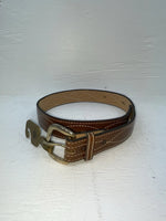 New Brown Genuine Leather Tex Tan Stitched 30” Belt #736H NN-8