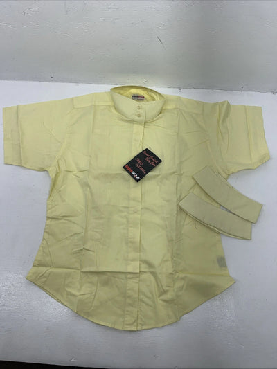 New Women’s Yellow EQUISTAR English Short Sleeve Button Up Shirt. 40 465083 G-22