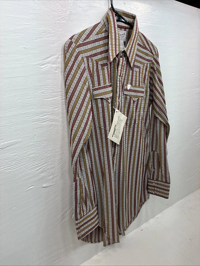 New Men’s Rockmount Multicolor Stripe Long Sleeve Pearl Snap Small AA-108